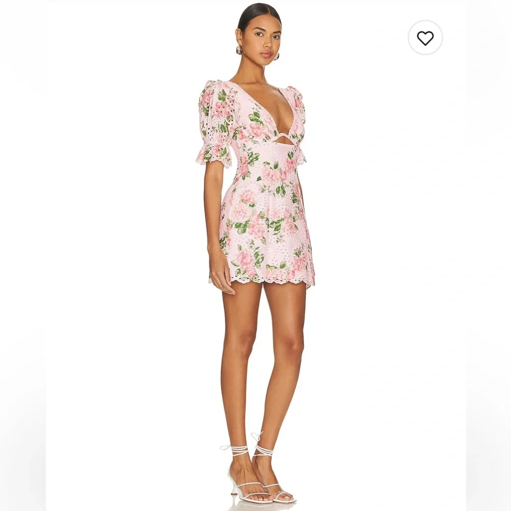 Floral Mini Dress in Pink and Green - Picture 2 of 4